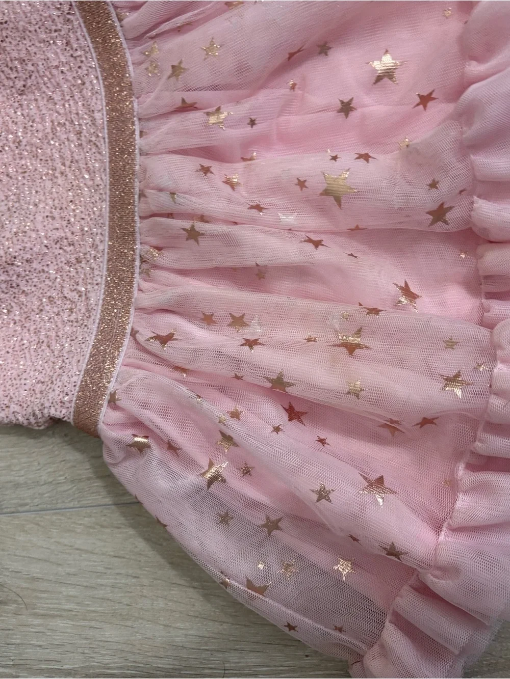The Children's Place Pink & Gold Star Tulle Party Dress